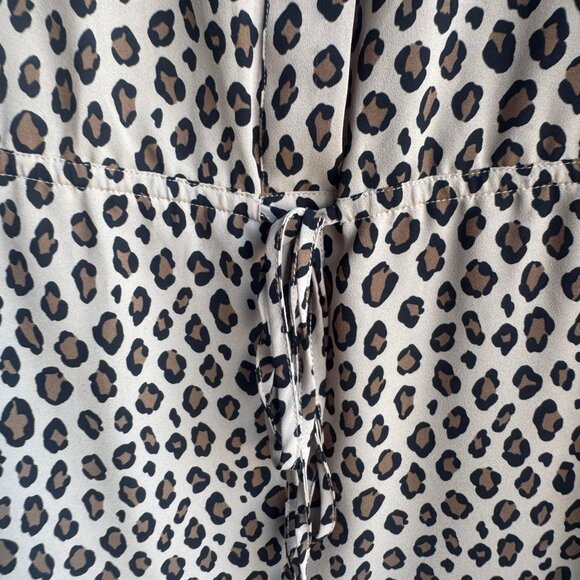 Ann Taylor Long Sleeve 1/2 Button Tie Waist Animal Print Blouse Women's Size S - Picture 7 of 8